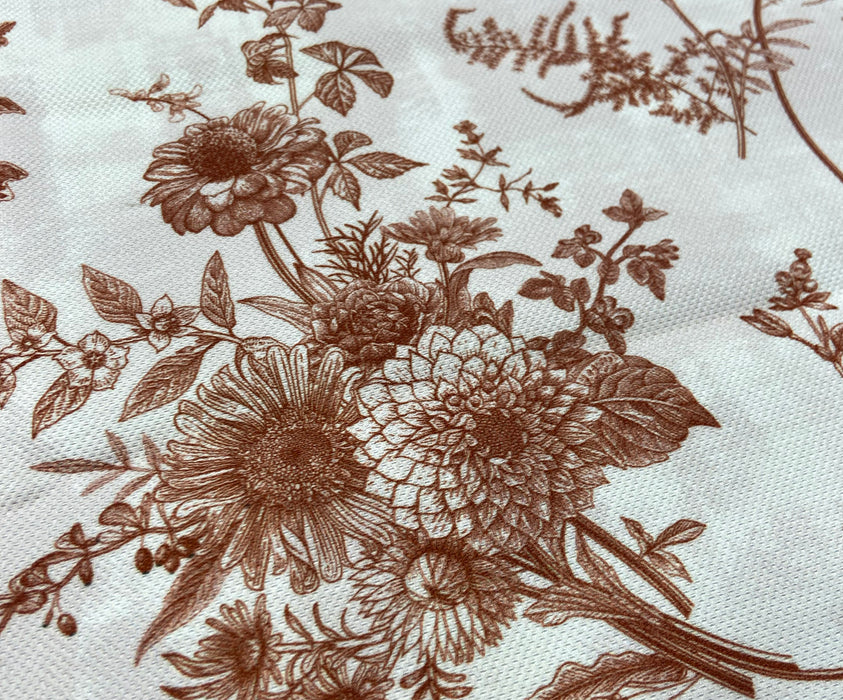 SOFT ÇİÇEK DESENLİ DİJİTAL BASKI KUMAŞ - KAHVE