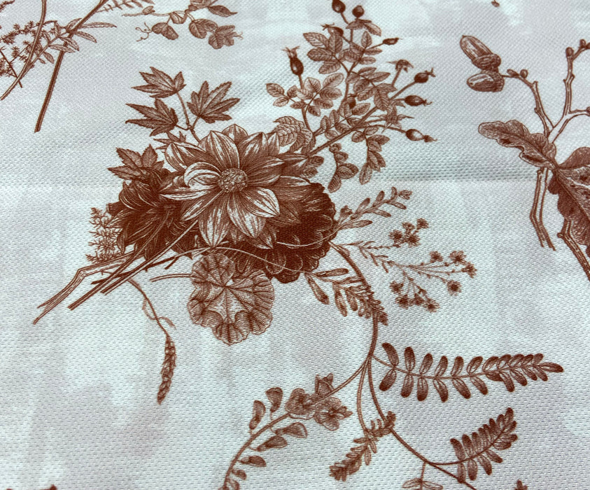 SOFT ÇİÇEK DESENLİ DİJİTAL BASKI KUMAŞ - KAHVE