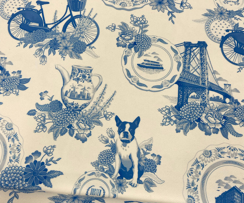 BLUE BLANC DESENLİ DİJİTAL BASKI KUMAŞ - MAVİ