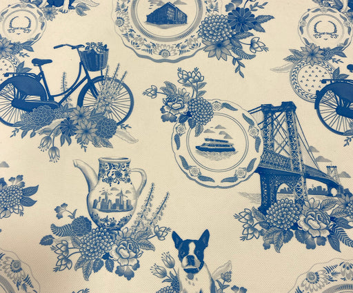 BLUE BLANC DESENLİ DİJİTAL BASKI KUMAŞ - MAVİ