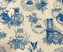 BLUE BLANC DESENLİ DİJİTAL BASKI KUMAŞ - MAVİ