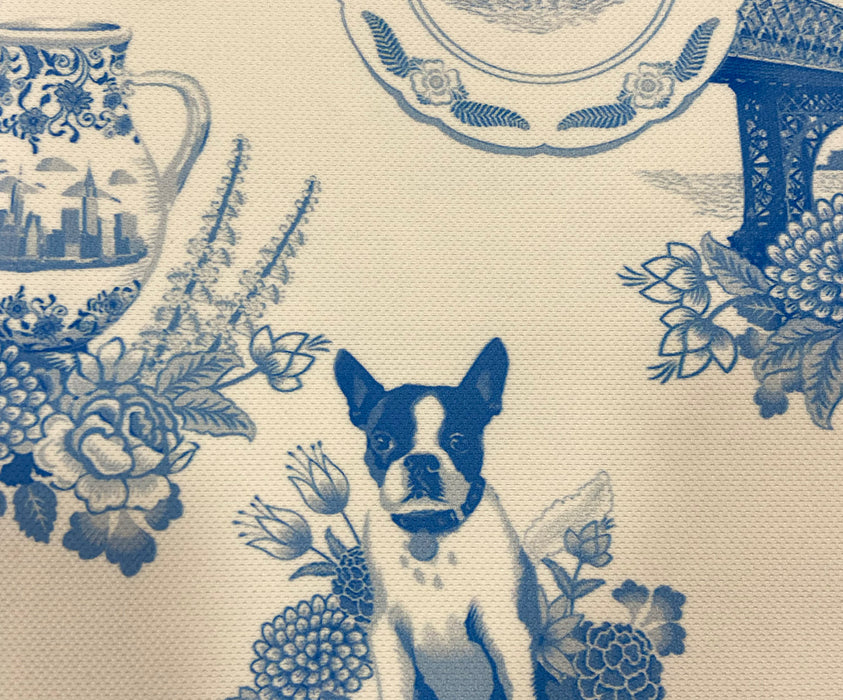 BLUE BLANC DESENLİ DİJİTAL BASKI KUMAŞ - MAVİ