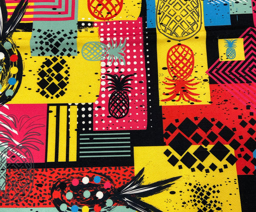 PATCHWORK ANANAS DİJİTAL BASKI KUMAŞ - KIRMIZI