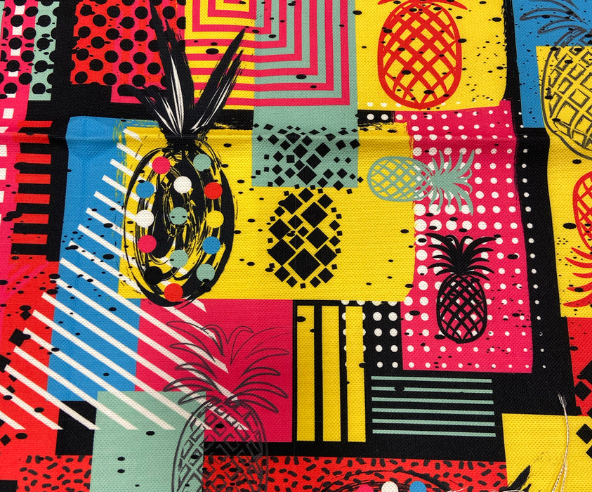 PATCHWORK ANANAS DİJİTAL BASKI KUMAŞ - KIRMIZI