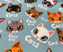 HUYSUZ KEDİLER DESENLİ DİJİTAL BASKI KUMAŞ - MAVİ