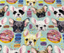 FRENCH BULLDOG VE MAKARON DİJİTAL BASKI KUMAŞ - MİNT