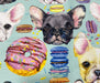 FRENCH BULLDOG VE MAKARON DİJİTAL BASKI KUMAŞ - MİNT