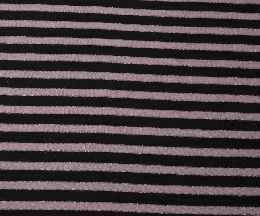 SİMLİ ÇİZGİLİ ÖRME TRİKO KUMAŞ - PEMBE