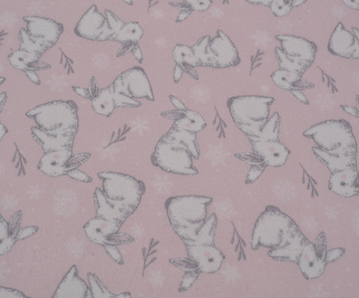 TAVŞAN DESENLİ POLAR KUMAŞ - PEMBE