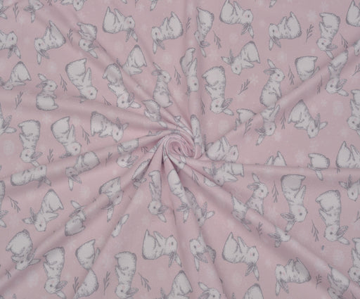 TAVŞAN DESENLİ POLAR KUMAŞ - PEMBE