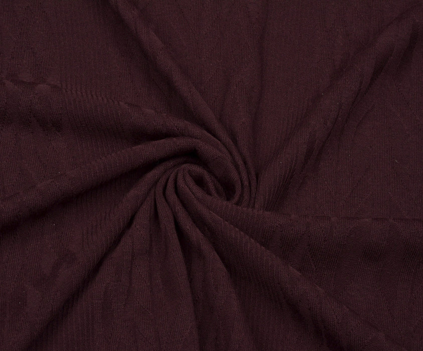TIĞ İŞİ GÖRÜNÜMLÜ ÖRME TRİKO KUMAŞ - BORDO
