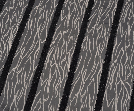 ZEBRA DESENLİ ŞİFON KUMAŞ - SİYAH