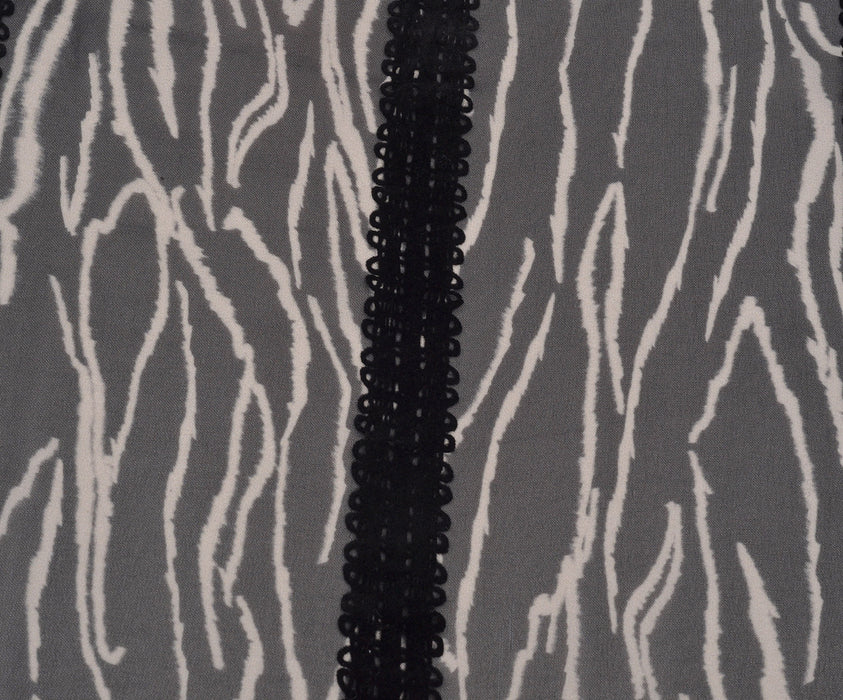 ZEBRA DESENLİ ŞİFON KUMAŞ - SİYAH