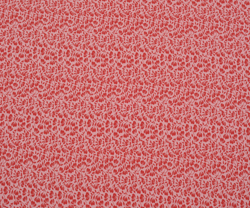 ÇİÇEK DESENLİ KREP KUMAŞ - PEMBE