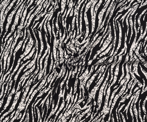 ZEBRA DESENLİ VİSKON KUMAŞ - SİYAH