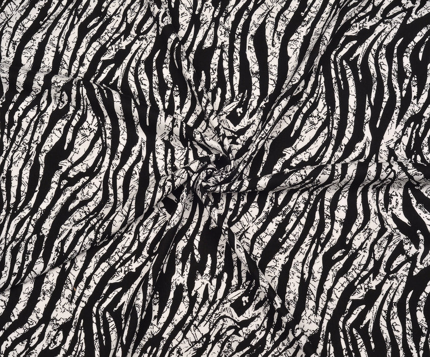 ZEBRA DESENLİ VİSKON KUMAŞ - SİYAH