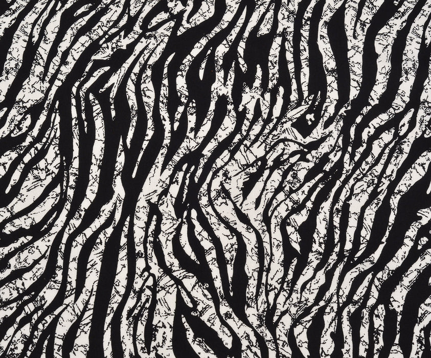ZEBRA DESENLİ VİSKON KUMAŞ - SİYAH