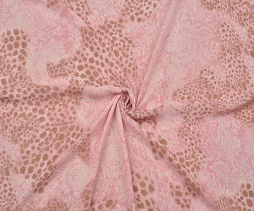 ÇİÇEK DESENLİ ŞİFON KUMAŞ - PEMBE