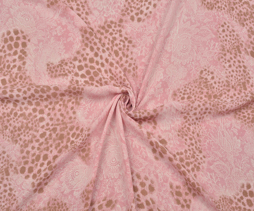 ÇİÇEK DESENLİ ŞİFON KUMAŞ - PEMBE