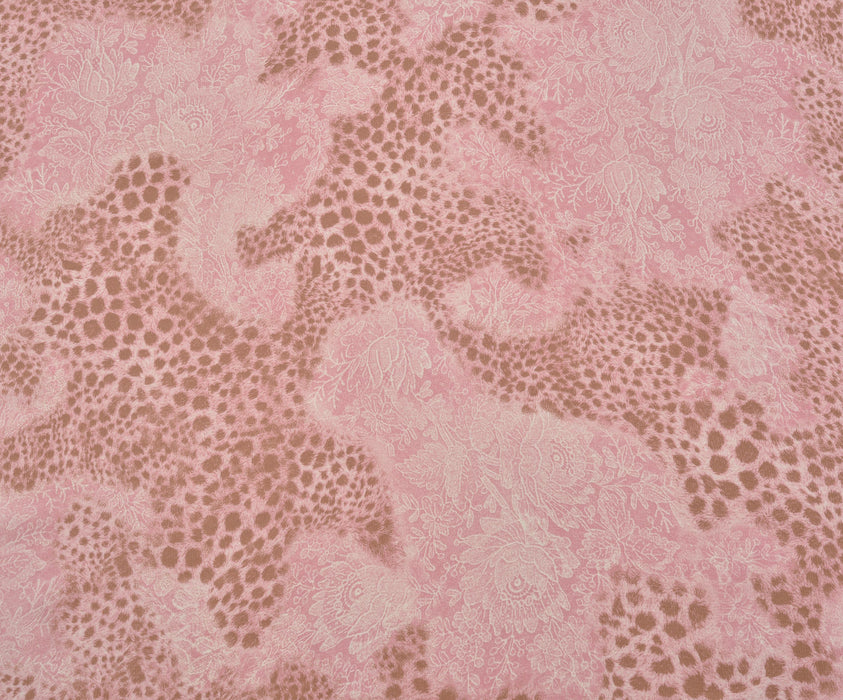 ÇİÇEK DESENLİ ŞİFON KUMAŞ - PEMBE