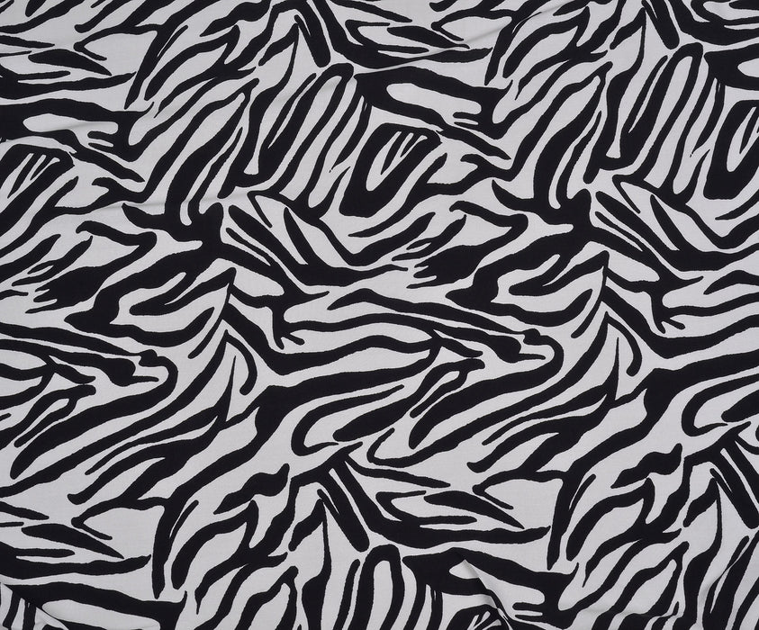 ZEBRA DESENLİ PAMUK KUMAŞ - SİYAH