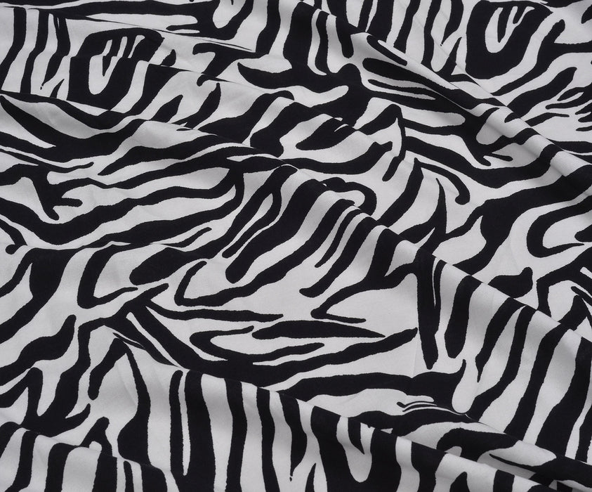 ZEBRA DESENLİ PAMUK KUMAŞ - SİYAH