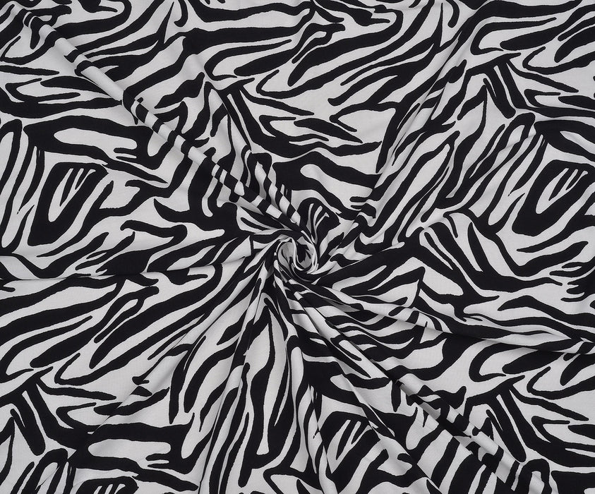 ZEBRA DESENLİ PAMUK KUMAŞ - SİYAH