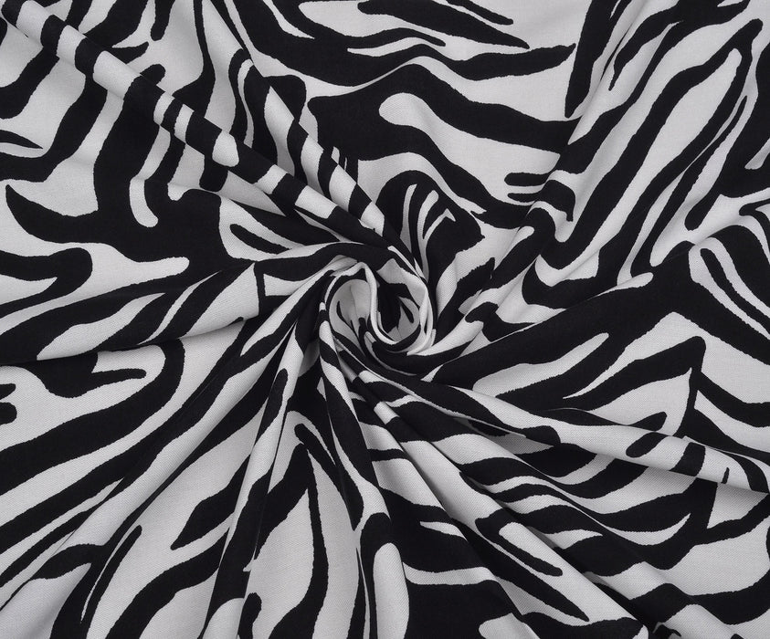 ZEBRA DESENLİ PAMUK KUMAŞ - SİYAH