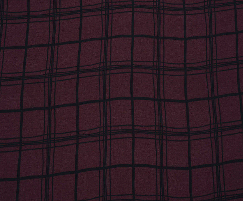 EKOSE DESENLİ ŞİFON KUMAŞ - BORDO