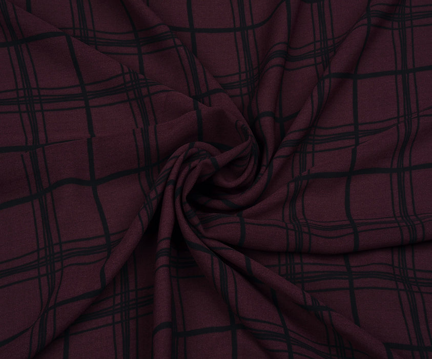 EKOSE DESENLİ ŞİFON KUMAŞ - BORDO