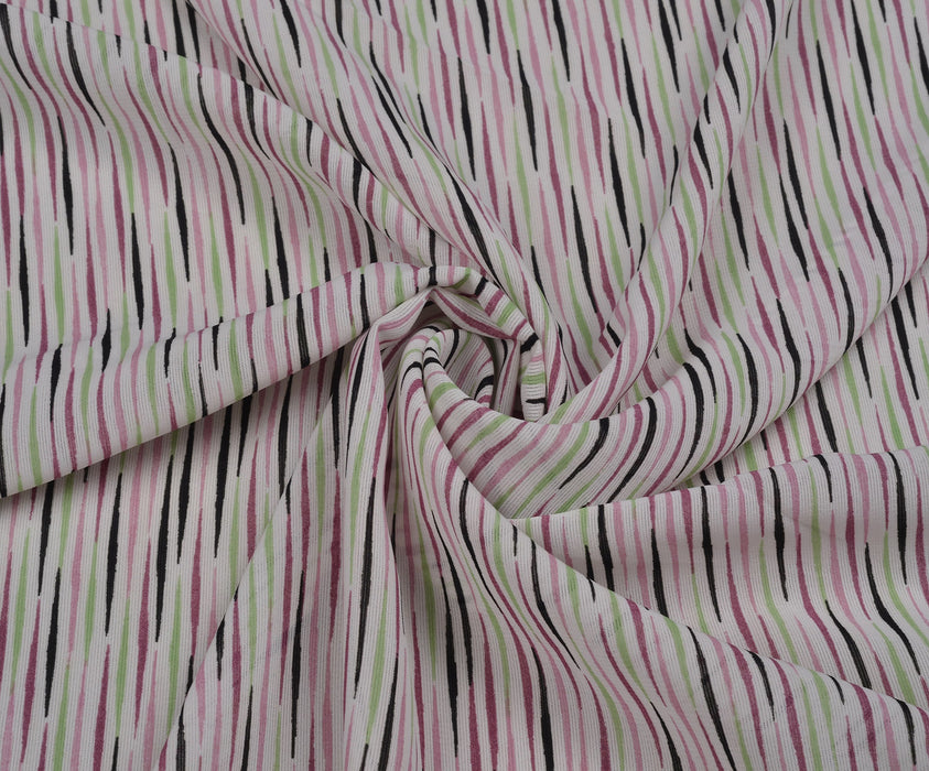 ÇİZGİLİ ŞİFON KUMAŞ - PEMBE