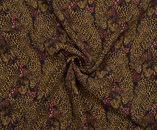 LEOPAR DESENLİ KREP KUMAŞ - KAMEL