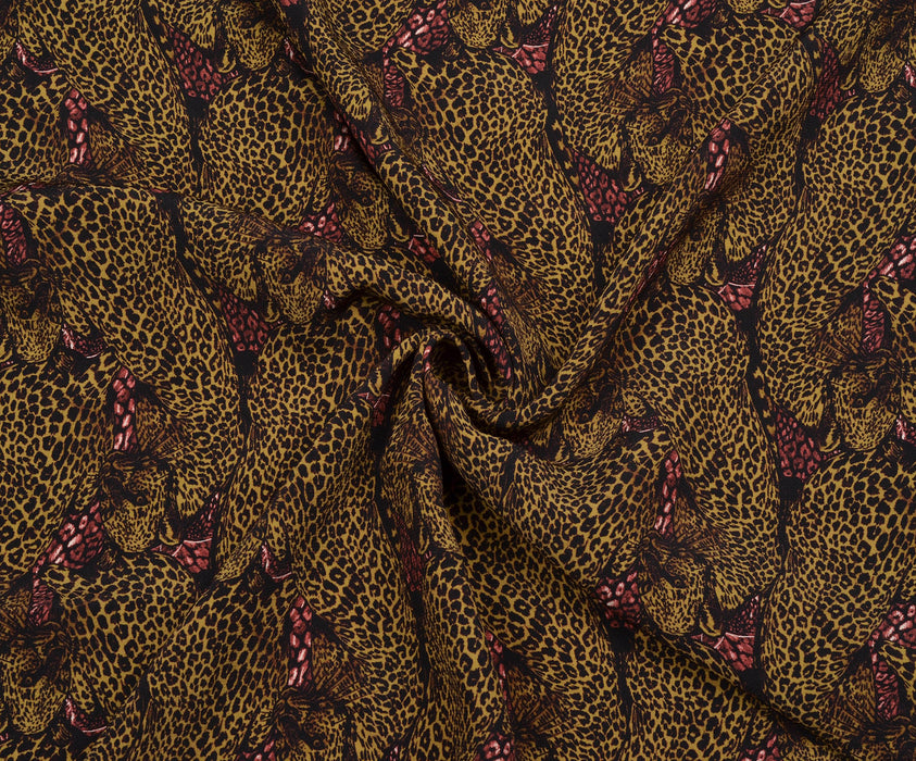 LEOPAR DESENLİ KREP KUMAŞ - KAMEL