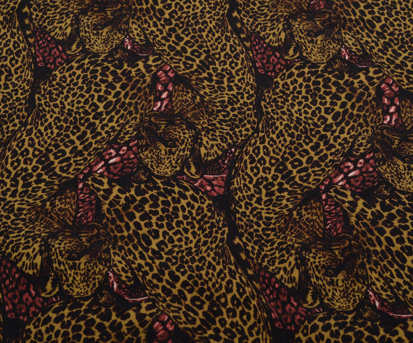 LEOPAR DESENLİ KREP KUMAŞ - KAMEL