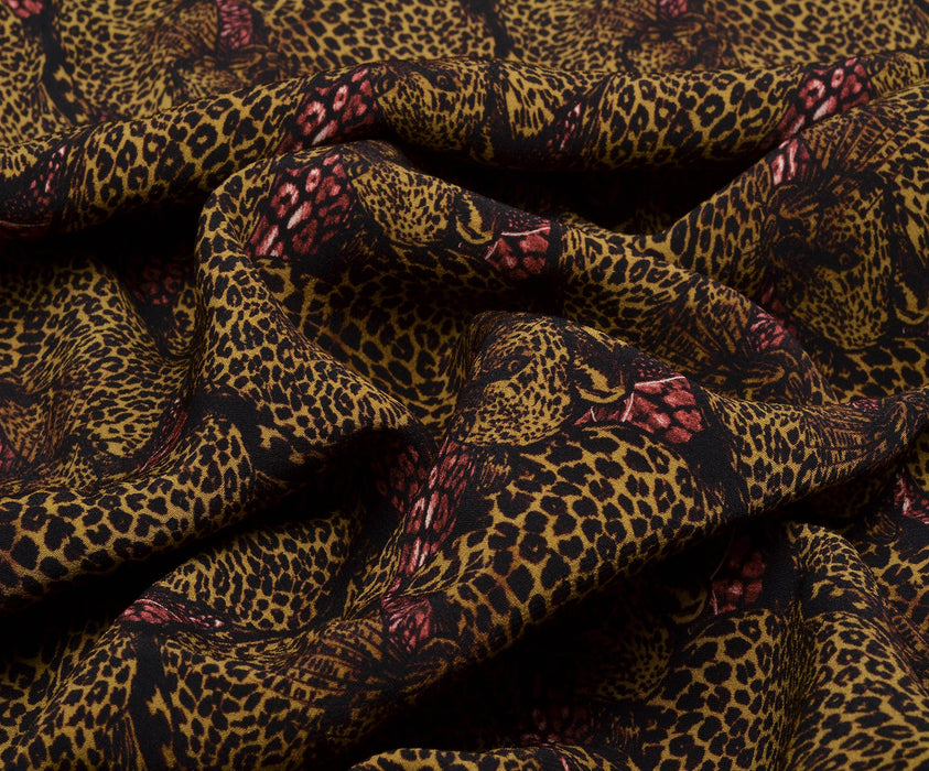 LEOPAR DESENLİ KREP KUMAŞ - KAMEL
