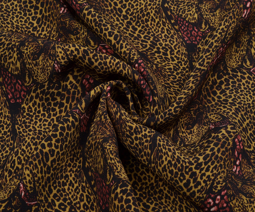 LEOPAR DESENLİ KREP KUMAŞ - KAMEL