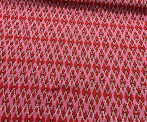 ZİGZAG DESENLİ ÖRME KUMAŞ - PEMBE