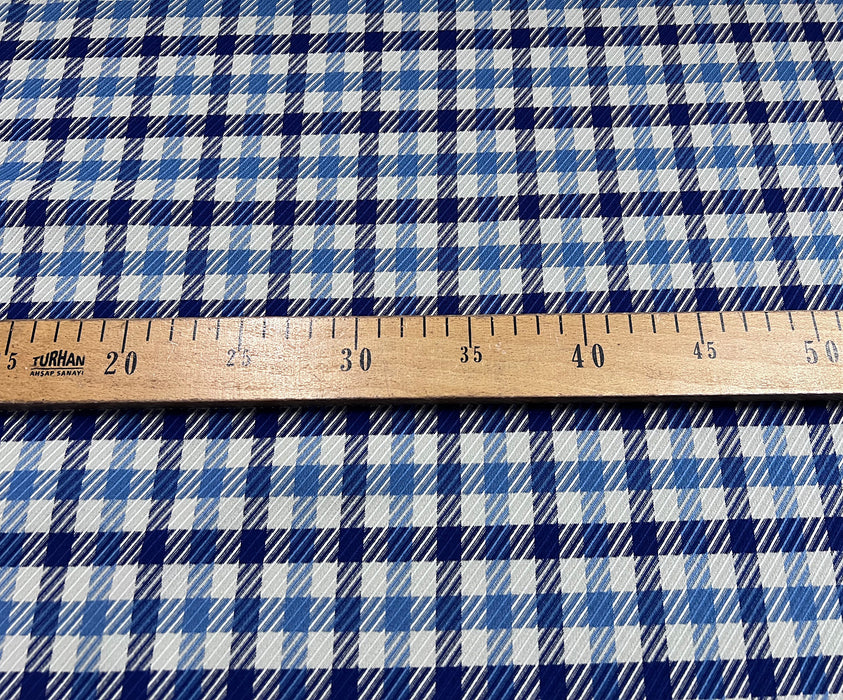 LİKRALI KAZAYAĞI DESENLİ KUMAŞ - MAVİ