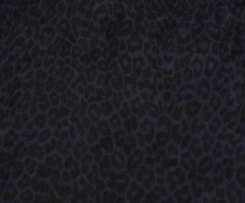 LEOPAR DESENLİ NUBUK KUMAŞ - LACİVERT