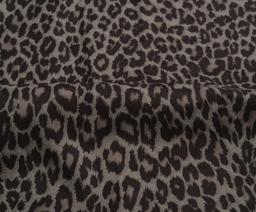 LEOPAR DESENLİ NUBUK KUMAŞ - GRİ