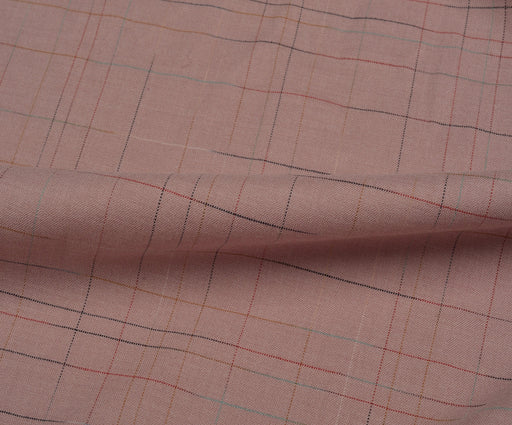 LİKRALI EKOSE DESENLİ KUMAŞ - PEMBE