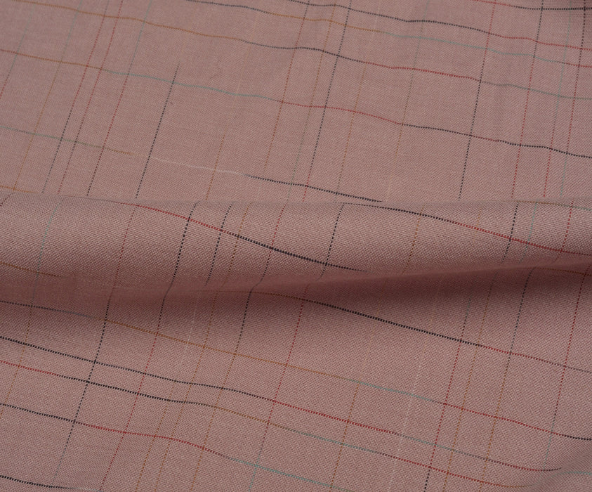 LİKRALI EKOSE DESENLİ KUMAŞ - PEMBE