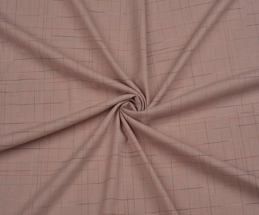 LİKRALI EKOSE DESENLİ KUMAŞ - PEMBE