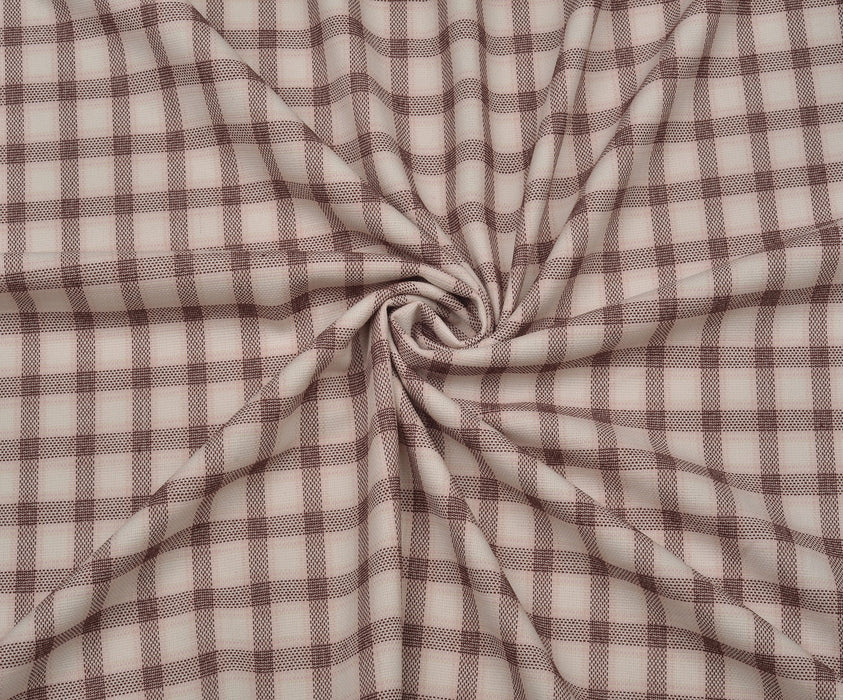 LİKRALI EKOSE DESENLİ KUMAŞ - BORDO