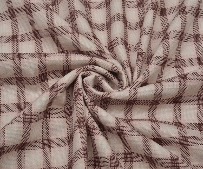 LİKRALI EKOSE DESENLİ KUMAŞ - BORDO