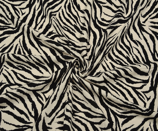 ZEBRA DESENLİ VİSKON KUMAŞ - SİYAH