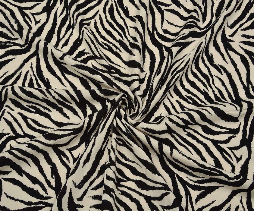 ZEBRA DESENLİ VİSKON KUMAŞ - SİYAH