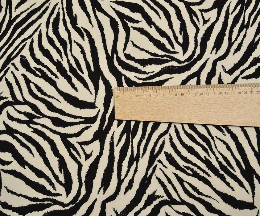 ZEBRA DESENLİ VİSKON KUMAŞ - SİYAH
