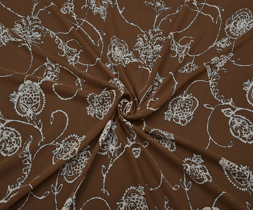 ÇİÇEKLİ ŞİFON KUMAŞ - KAHVE