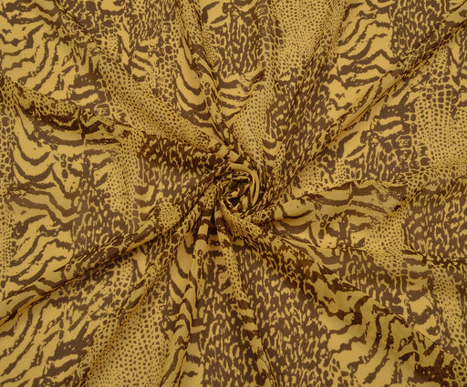 LEOPAR DESENLİ ŞİFON KUMAŞ - SARI